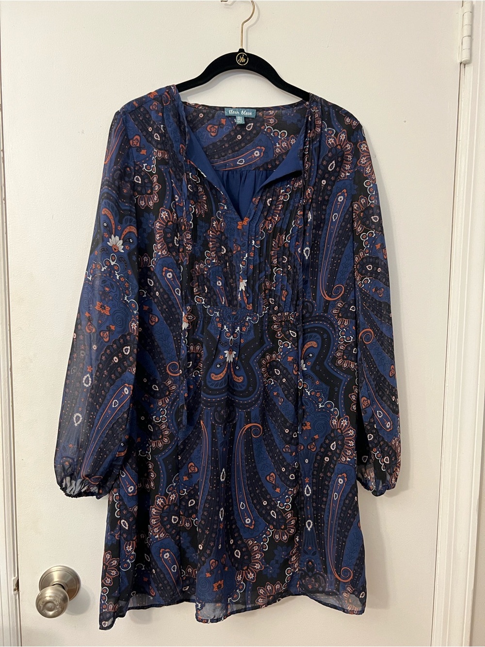 Fleur Bleue Navy Paisley Tunic Dress